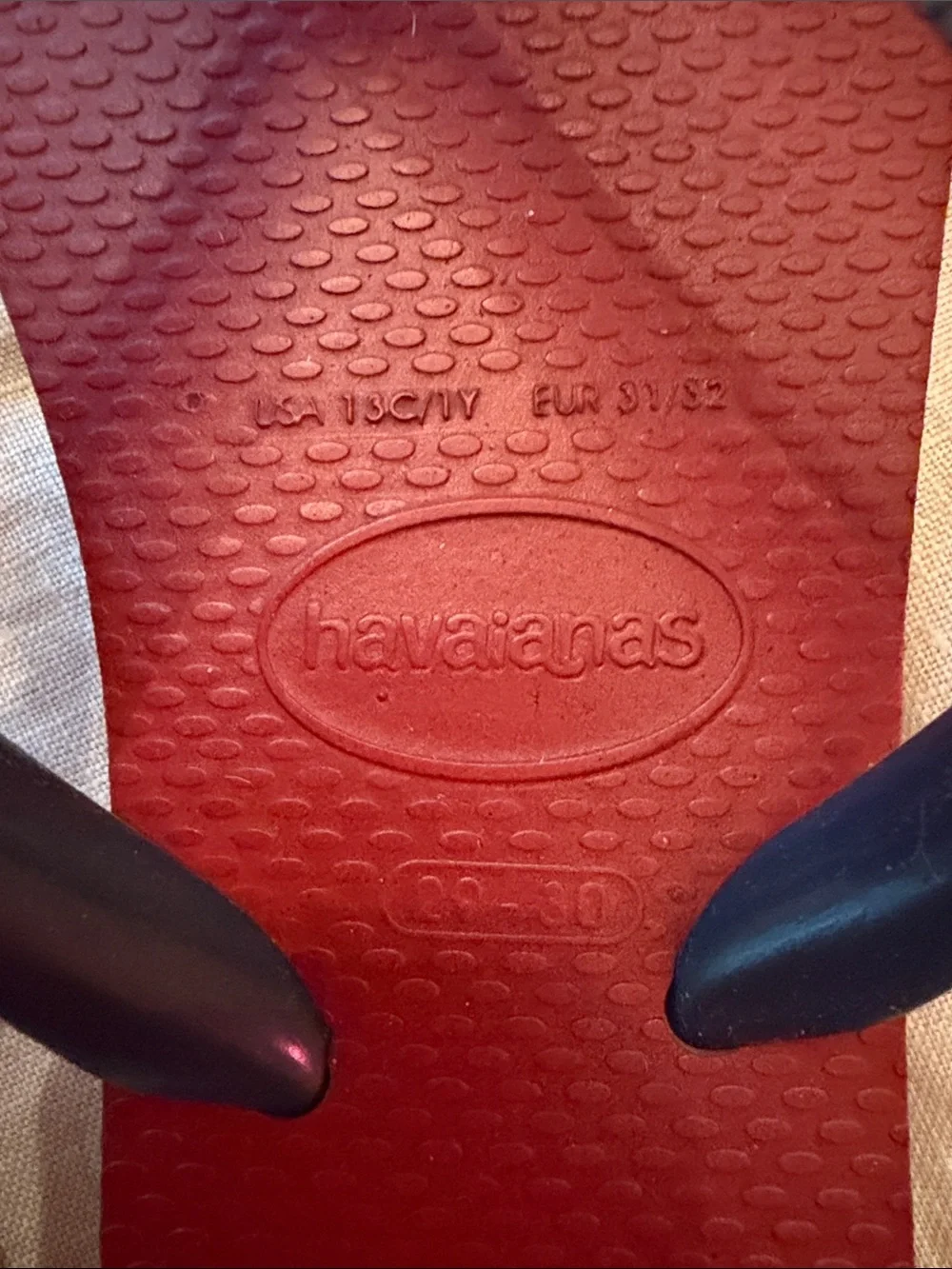 Havaianas Kids Red Flip Flops with Navy Straps